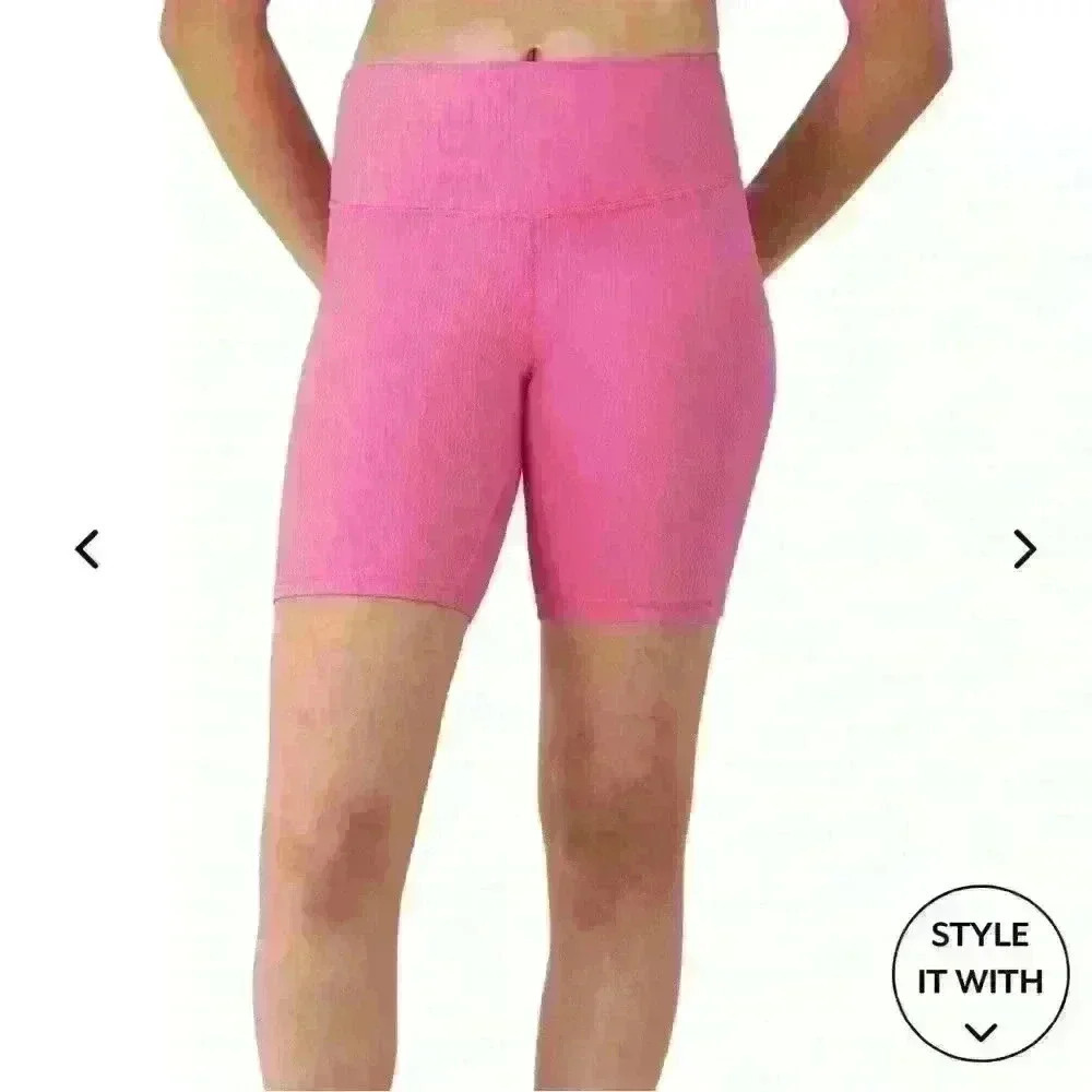 NWT Barbie Pink Champion Womens 7 in. Ribbed Bike Short Size M